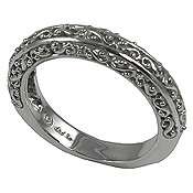 ANTIQUE STYLE FILIGREE ENGRAVED WEDDING BAND SOLID 14K GOLD  