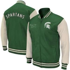  Michigan State Spartans Green White Retro Letterman Full 