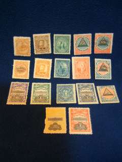 Fine group of 17 mint stamps from El Salvador. 1896 series. Mlh 