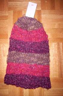 Winter HAT One Size PINK Glitter LONG Stripes   