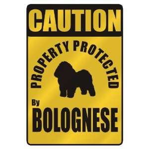   PROPERTY PROTECTED BY BOLOGNESE  PARKING SIGN DOG