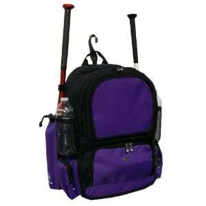 Black and Purple Chita Youth Softball Baseball Bat Equipment Backpack 