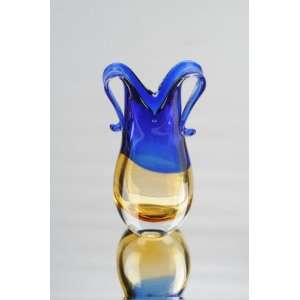  Murano Glass Sapphire Amber Sommerso Glass Vase 