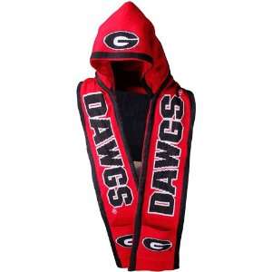  Georgia Bulldogs Red Hooded Knit Scarf