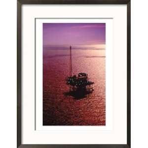  Offshore Oil Rig at Sunset Industrial Architecture Framed 