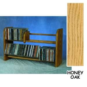 Solid Oak Dowel CD Rack   Holds 110 CDs (Honey Oak) (14.5 