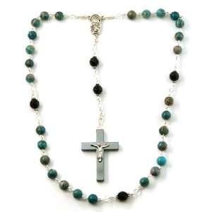Silver Inches Crazy Lace Anglican Christian Prayer Beads with Sterling 