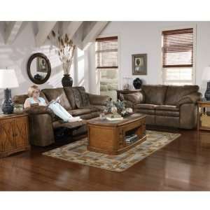   Leather Like Reclining Sofa and Love Set in Brown
