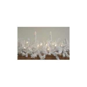    Lit LED Flocked White Spruce Christmas Garland   War