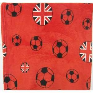   SUPERSOFT RED SOCCER UNION JACK FLEECE THROW BLANKET 