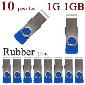  Lot 10 x 1GB 1G Flash Drive Memory Stick Blue Rubber Trim 