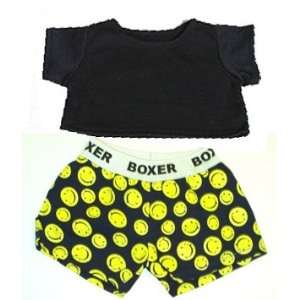  Yellow Smiley face Boxer Shorts w/ Black T shirt Clothes 