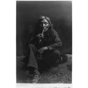  Crow Eagle,Piegan,Elderly Indian Man smoking pipe,c1900 