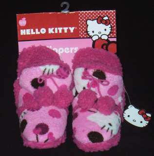 HELLO KITTY Girls Pnk Fur Lined Plush Boot Slippers NWT  