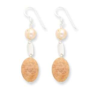  Sterling Silver Moonstone/Peach & Pink Cultured Pearl 