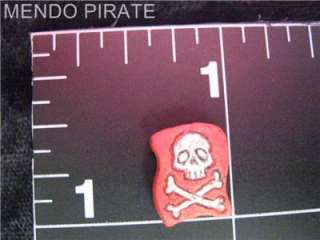 Piece Lot TINY RED PIRATE FLAG Beads Skull Bones  