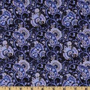   Indigo Paisley Floral Blue Fabric By The Yard Arts, Crafts & Sewing