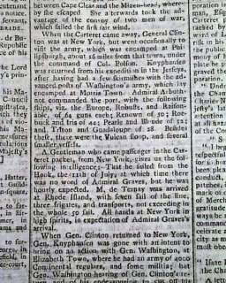REVOLUTIONARY WAR Gen. George Washington 1780 Newspaper  