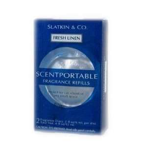  SLATKIN FRESH LINEN SCENTPORTABLE REFILL PKG of 2 Bath 