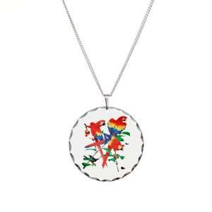  Necklace Circle Charm Family Of Parrots On Tree Artsmith 