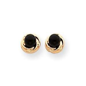  14k Onyx With Gold Wreath Earrings   Measures 6x6mm 