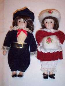 Silvestri Victorian Boy Girl Porcelain Christmas 7 Doll Ornament Set 