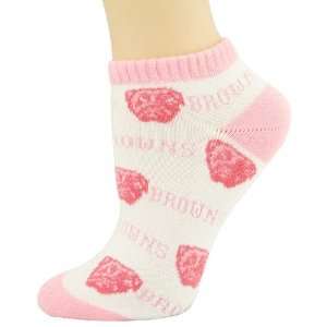  Cleveland Browns Ladies White Pink No Show Socks Sports 