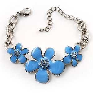  Sky Blue Floral Enamel Bracelet Jewelry