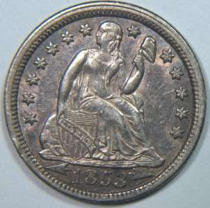   Seated Liberty Dime   Arrows   Choice AU++   Silver US Coin  
