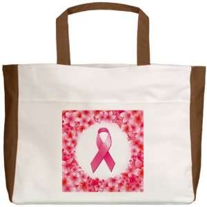  Beach Tote Mocha Cancer Pink Ribbon Flower Everything 