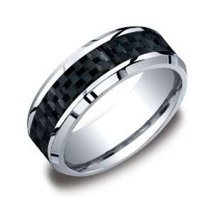 Mens 8mm Cobalt Comfort Fit Wedding Band Ring Carbon Fiber Center 