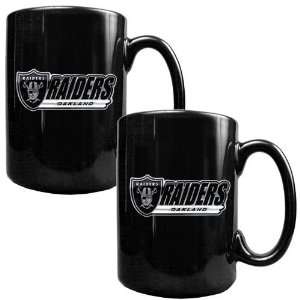 Oakland Raiders 2pc Black Ceramic Mug Set Sports 