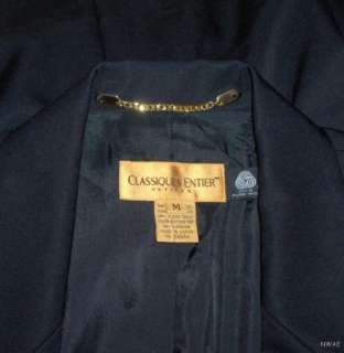 CLASSIQUES ENTIER PETITES  Solid Black Wool Skirt Suit, Size 8P 