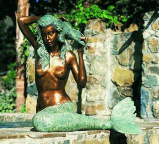 21 Bronze Mermaid Fountain Conch Shell Garden Statue  