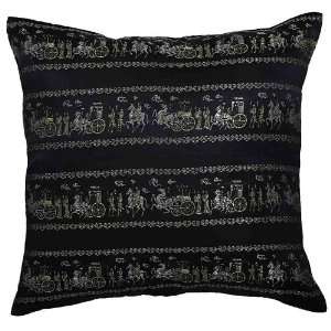  EXP Handmade Silky Black & Gold Cushion Cover / Pillow 