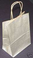 250 pcs Silver Cub Metallic Kraft Retail Shopping Bags  