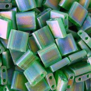  Green Ab Transparent Matte Tila Beads 7.2 Gram Tube By 