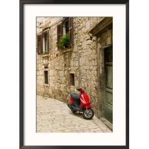  Moped in Alley, Sibenik, Croatia Collections Framed 