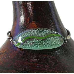  Oval Glass Bracelet   Aqua