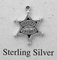 Sterling Silver Deputy Sheriff Badge Charm, New  