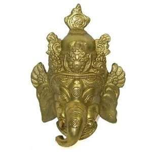  Lord Ganesh Brass Wall Hanging   5.5 Inch