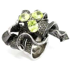  Showstopper   Flamboyant Cocktail Ring w/Peridot CZs Size 