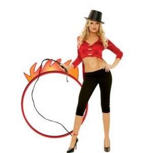  4 pc Lion Tamer Capri Pants, Jacket w/Tails,Whip & Hat Red 