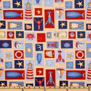  44 Wide Safe Harbor Nautical Blocks Tan Fabric By The 