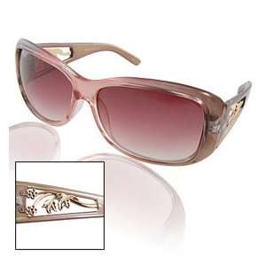  Light Pink Plastic Frame Floral Leaf Temple Sunglasses for 