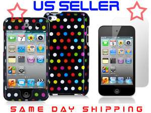 Colorful dots Black Case+LCD COVER iPod Touch 4th 4 4g  