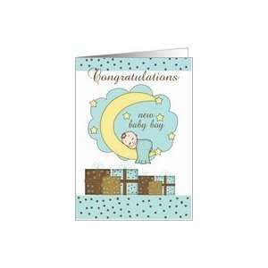  Congratulations New Baby Boy Card With Sleeping Baby Card 