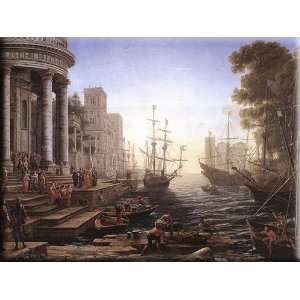  Port Scene with the Embarkation of St Ursula 30x22 