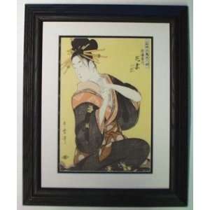  Beauties Hanazuma By Utamaro ~ Framed Vintage Woodblock 