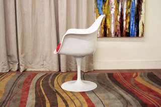 Eero Saarinen Tulip Arm Chair Red Cushion White Frame  